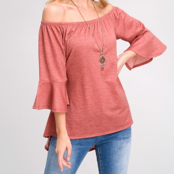 Rust Off Shoulder Top 18007 - Picture 5 of 7